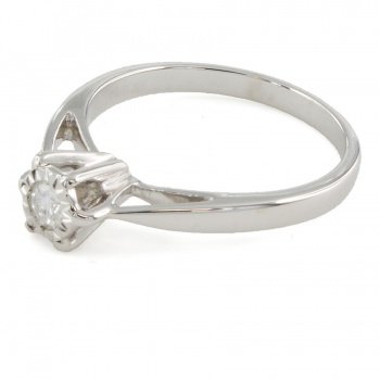 9ct White Gold Diamond Solitaire Ring Size J